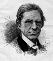Portret van Emile Littre (1801-1881), Franse filoloog, arts en politicus. Gravure door Adrien Marie in 