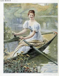 Vrouw die een boot maakt op de Seine