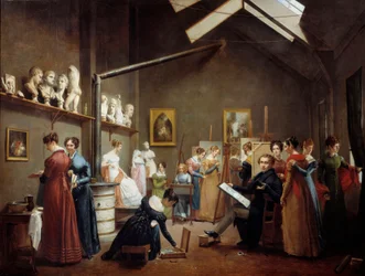 Zicht op het atelier van de schilder Abel de Pujol