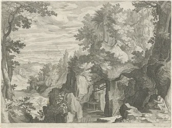 Berglandschap met een kluizenaar