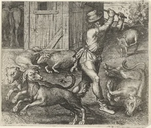 Fabel van een boer en zijn honden