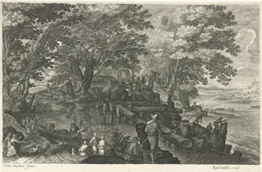 Watermolen op een eiland