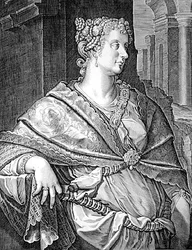 Martia Fulvia vrouw van Titus (gravure)