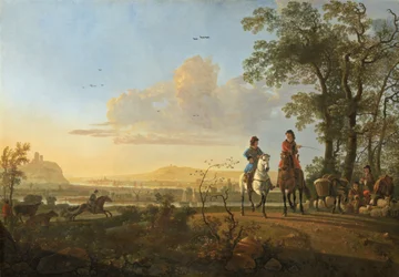 Ruiters en herders met vee