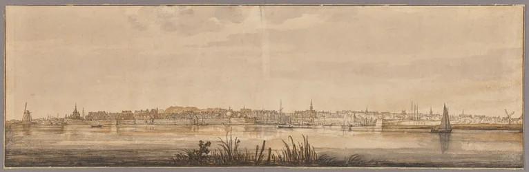Panoramisch gezicht op Dordrecht en de Maas