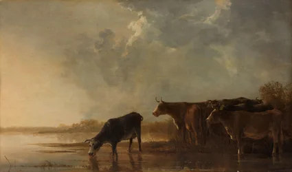 Rivierlandschap met koeien