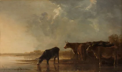 Rivierlandschap met koeien
