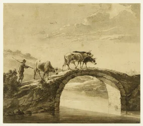 Drie koeien op een brug (Lugt 16)
