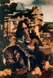 St. Hiëronymus boetvaardig, kopie, door Albert Bouts