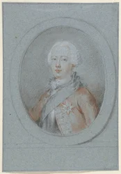 Portret van een man met sjerp en ridderorde, naar rechts in ovaal