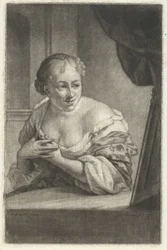 Vrouw voor een spiegel