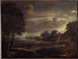 Landschap bij maanlicht