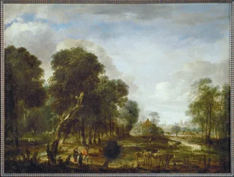 Wasserreiche Waldegend - bosrijke streek met water (schilderij op doek)