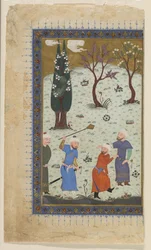 Een prins op de troon omringd door bedienden, 1425-30