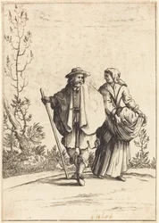 Bedelaarskoppel, met Landschap op de Achtergrond