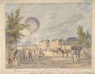 Ballon opstijgend bij de ingang van Lord