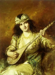 Odalisque met een mandoline