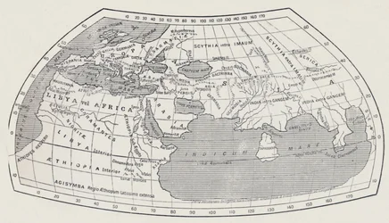 Wereldkaart volgens Ptolemaeus, 1923.