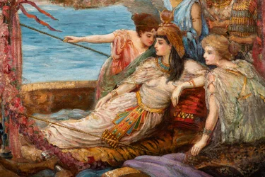 De vlucht van Antonius en Cleopatra van de Slag bij Actium