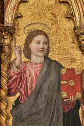 Kroning van de Maagd en heiligen, veelluik op gouden achtergrond, detail van 2384569