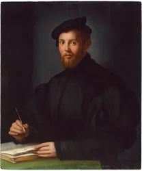Portret van een jonge man met een boek