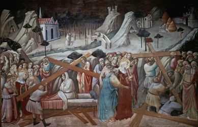 Sint Helena graaft om het ware kruis te vinden, uit de Legende van het Ware Kruis-cyclus door Agnolo Gaddi, kapel van de Basiliek van Santa Croce, Florence