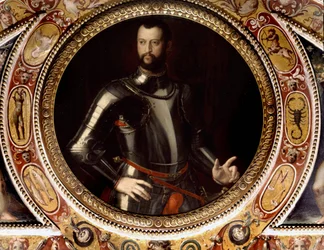 Portret van Jean de Medicis genaamd Jean des Bands Noires (Giovanni dalle Bande Nere) (1498-1526) door Bronzino (1503-1572) - Schilderij bewaard in Palazzo Vecchio, Florence