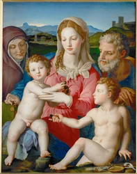 De Heilige Familie met Sint Anna en Johannes de Doper ...