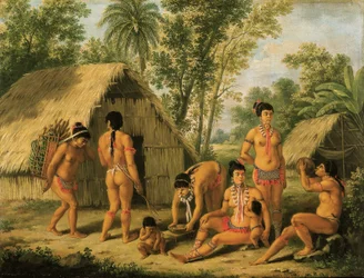 Een familie van Charaibes op het eiland St. Vincent