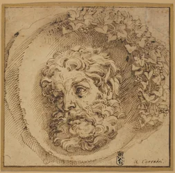 Hoofd van een faun in een concave rondel
