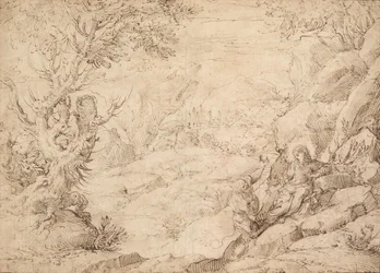 Landschap met de verzoeking van Christus