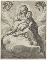 Maria met Kind in de wolken