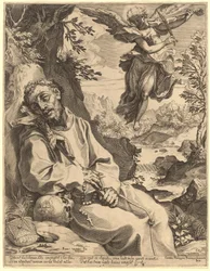 De heilige Franciscus getroost door de musicerende engel