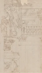 Studies voor de trompe-l’oeil decoraties van Palazzo Ducale Palazzo Pitti, Florence