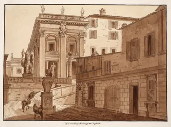 Het huis van Michelangelo op de Capitolijnse heuvel, 1833