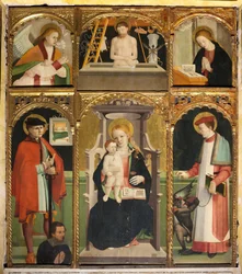 Polyptiek van de Madonna en Kind met Heiligen Julianus en Bernardus