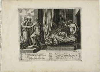 De te goedgelovige Psyche kijkt naar Cupido