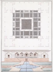 Gevel van de Zuidzijde en Tuinpaleis van de Suraj Bhawan in Dig, c.1830
