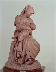 Boerin die een Baby Voedt, 1873 (terracotta)
