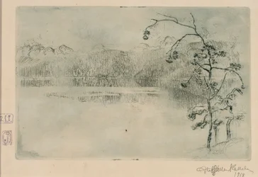 Het Paanajärvi-meer in de mist