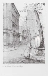 Lanen in Londen: Love Lane, Aldermanbury (litho)