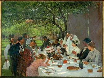 Bruiloftsbanket in Yport (schilderij op canvas)