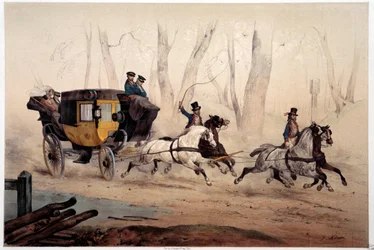 De Poststoel Prent door Albert Adam (1833-?) 1870 Parijs, Musee Carnavalet