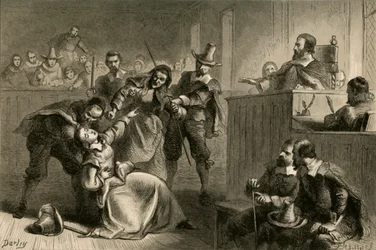Edmund Cheesemans vrouw voor gouverneur Berkeley, 1877