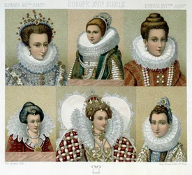 Kapsels in Frankrijk in de 16e eeuw (en portret van Marie de Medici) - in 