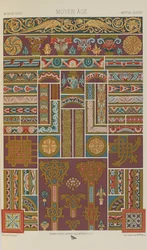 Middeleeuwen, plaat 40 uit Polychromatisch Ornament: Honderd Platen in Goud, Zilver en Kleuren, 1873
