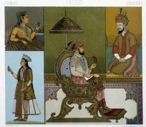 Mongoolse kostuums, gravure door Racinet