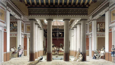 Het atrium van een huis in de Griekse oudheid - in 