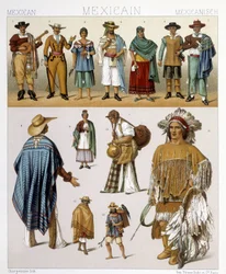 Traditionele Mexicaanse kostuums. Illustratie in 