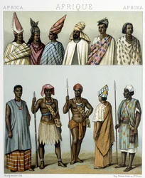 Traditionele kostuums van Senegal. Illustratie in 